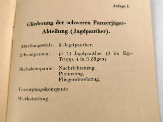 Merkblatt 75a/20 "Vorläufige Rictlinien für den Einsatz der schweren Panzerjäger V Jagdpanther" 15 Seiten, datiert 1944, DIN A6