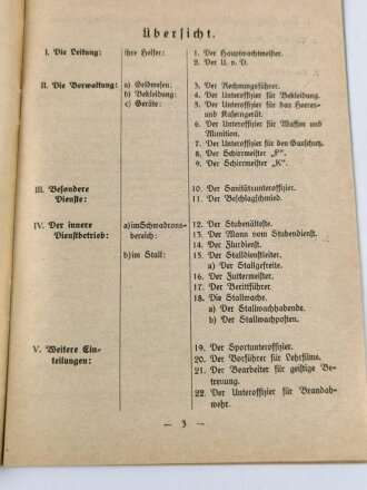 "Die Sonderdienste der Unteroffiziere und Eingeteilten im inneren Dienst einer Einheit" datiert 1940, 28 Seiten, DIN A5