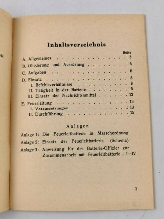 Merkblatt g.13/4 "Merkblätter für die Artillerie Nr. 50 Einsatz und Verwendung der Feuerleitbatterie" datiert 1944