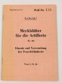 Merkblatt g.13/4 "Merkblätter für die Artillerie Nr. 50 Einsatz und Verwendung der Feuerleitbatterie" datiert 1944