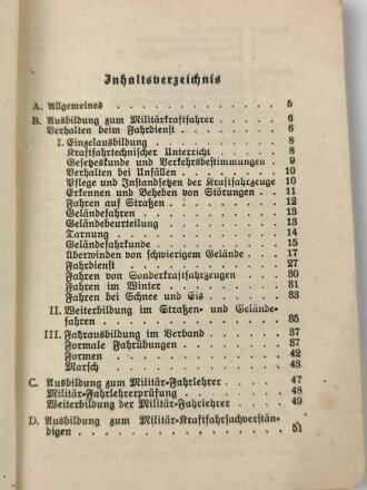 H. Dv. 472 "Ausbildungsvorschrift für Kraftfahrtruppen" Heft 1 die Ausbildung am Kraftfahrzeug, datiert 1933, 87 Seiten, DIN A6