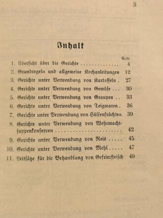 H. Dv. 86 "Feldkochbuch" datiert 1938, 50 Seiten, DIN A6