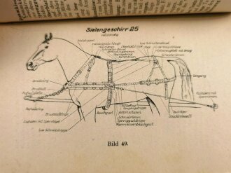 "Leitfaden - Dienst am Pferde, Reiten, Fahren, Beschirrung und Bespannung" datiert 1944, 317 Seiten, DIN A6