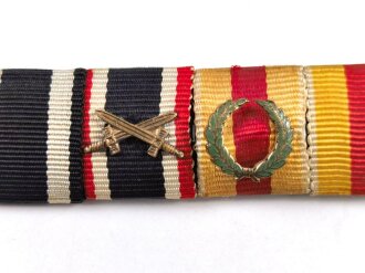 7er Bandspange eines Badischen Veteranen mit verschiedenen Auflagen, Breite 106 mm