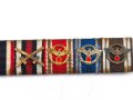 6er Bandspange eines NSDAP Mitgliedes, Auflagen für die NSDAP Dienstauszeichnung Bronze, Silber und Gold, extrem seltenes Stück, mit Etikett von Grabow $ Matthes, Kiel, Breite 89 mm