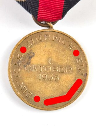 Anschlussmedaille 1. Oktober 1938 am Band