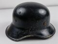 Stahlhelm Luftschutz, schwarzer Lack, vermutlich alt überlackiert , einteilige Ausführung