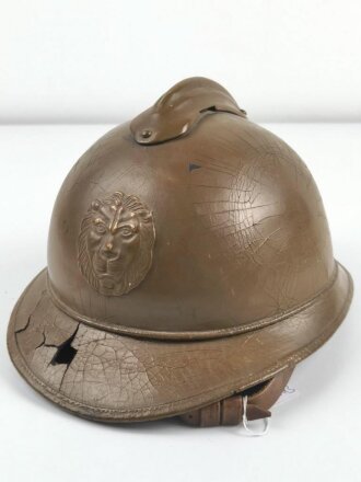 Belgien 1.Weltkrieg, Paradehelm Modell Adrian aus Preßpappe. In allen Teilen Original, ungereinigtes Stück