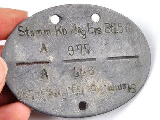 Erkennungsmarke Zink eines Angehörigen "Stamm Kp.Jag.Ers.Btl.56 " Stammkompanie Jäger Ersatz Bataillon 56 "