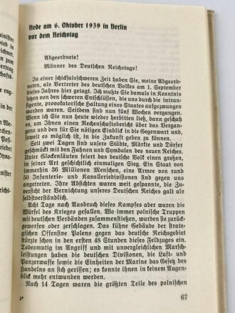 "Der großdeutsche Freiheitskampf - Reden Adolf Hitlers - vom 1. September 1939 bis 10. März 1940" mit Widmung datiert 1943 und SA- Stempel, 200 Seiten, unter DIN A5