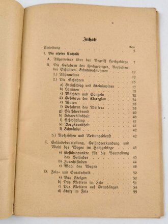 H. Dv. 374/1 "Ausbildungsvorschrift für die Gebirgstruppen" Heft 1, Alpine Technik, 82 Seiten, unter DIN A5