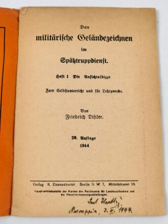 "Das militärische Geländezeichnen im Spähtruppdienst", Heft 1, 35 Seiten, unter DIN A5