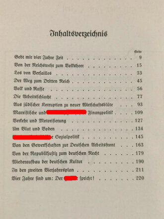 "Gebt mir 4 Jahre Zeit" Dokumente zum ersten Vierjahresplan des Führers, datiert 1937, 253 Seiten, DIN A5