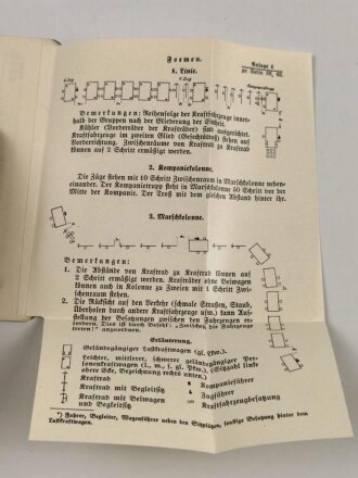 H. Dv. 472 "Ausbildungsvorschrift für Kraftfahrtruppen" Heft 1 die Ausbildung am Kraftfahrzeug, datiert 1933, 87 Seiten, DIN A6