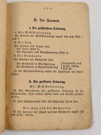 Zu H. Dv. 130/3 a "Merkblatt für Gliederung und Kampfweise der Maschinengewehrkompanie zu 12 Gewehren und 6 S. Gr. W," 12 Seiten, datiert 1939, DIN A6