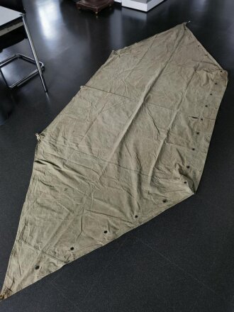 U.S. Army, 1944 dated tent, shelter half. Khaki, well used, repaired