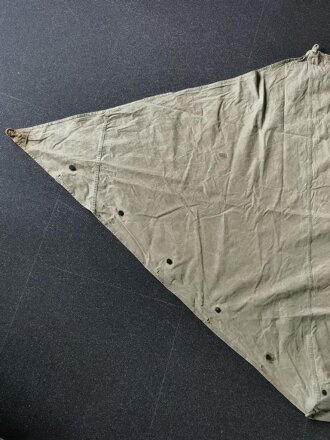 U.S. Army, 1944 dated tent, shelter half. Khaki, well used, repaired