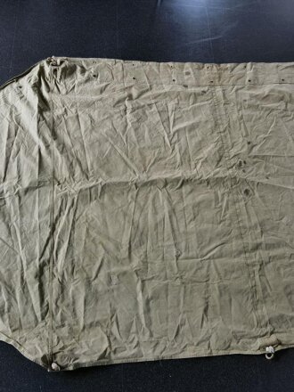 U.S. Army, 1943 dated tent, shelter half. Khaki, well used, repaired