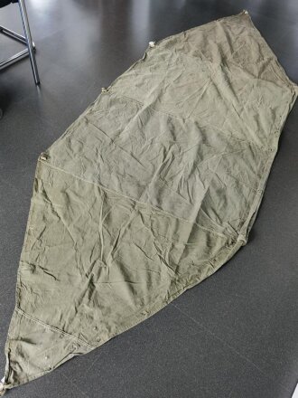 U.S. Army, 1958 ?  dated tent, shelter half. OD, well used, repaired