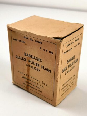 U.S. Army 1942 dated Box for "one dozen bandages...