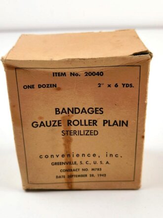 U.S. Army 1942 dated Box for "one dozen bandages...