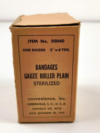 U.S. Army 1942 dated Box for "one dozen bandages " empty