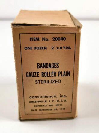 U.S. Army 1942 dated Box for "one dozen bandages " empty