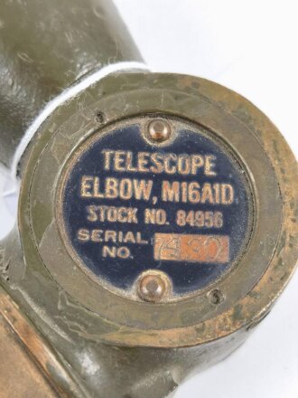 U.S. most likely WWII, Telescope Elbow, M16A1D. For use with 105mm Howitzer. Oprtic is a lottle foggy