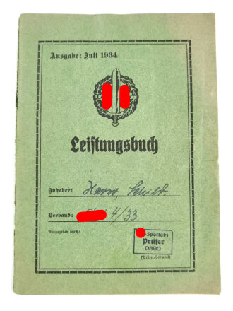 SA Leistungsbuch eines SS Unterscharführer aus...