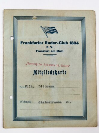 Marine HJ Frankfurt am Main, Mittgliedsbuch "Deutscher Reichsbund für Leibesübungen DRL"Dazu zwei Mitgliedskarten " Frankfurter Ruder Club"