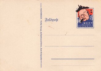 Feldpost Spottkarte " Wert keinen Pfennig" Churchill . Ungelaufen