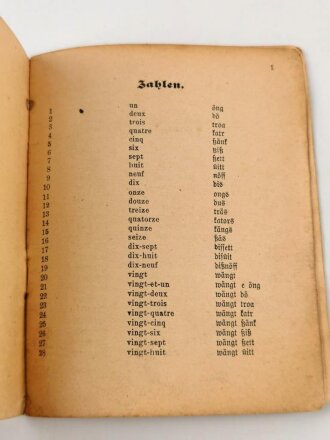 1.Weltkrieg "Schnelle Sprachhilfe für den deutschen Soldaten - Deutsch-Französisch" 32 Seiten, DIN A6