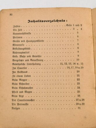 1.Weltkrieg "Schnelle Sprachhilfe für den deutschen Soldaten - Deutsch-Französisch" 32 Seiten, DIN A6