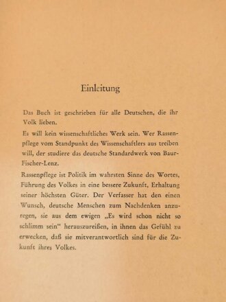 "Deutsche Rassenpflege" Tornisterschrift, datiert 1941 Heft 29, 62 Seiten, stark gebraucht