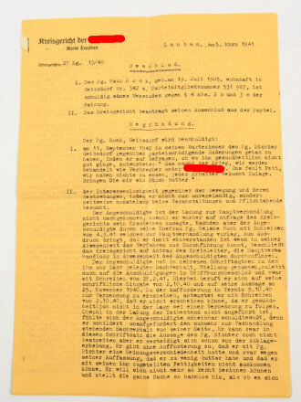 NSDAP Oberstes Parteigericht, Schriftverkehr bezüglich eines ausschluss aus der NSDAP wegen parteischädigender Äußerungen