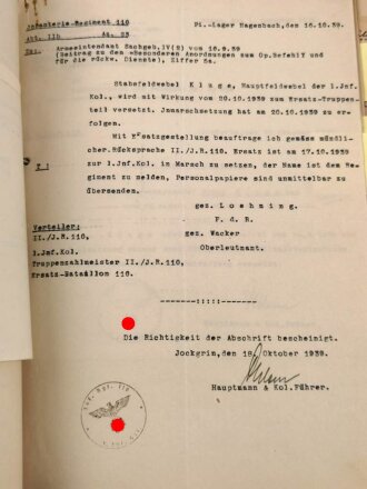 Umfangreicher Papiernachlass eines Angehörigen der Landespolizei, später Militäranwärter, dann als Oberzahlmeister an der Ostfront