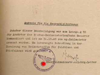 Umfangreicher Papiernachlass eines Angehörigen der Landespolizei, später Militäranwärter, dann als Oberzahlmeister an der Ostfront