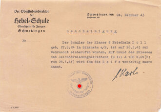 Papiere eines Angehörigen Deutsches Jungvolk Jungstamm Oftersheim, später Offiziersbewerber bei der Wehrmacht, verstorben durch verwundung im Reserve Lazarett Tübingen am 9.Juni 1945