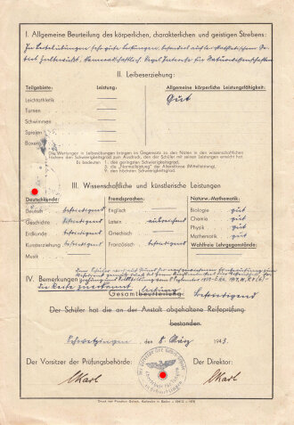 Papiere eines Angehörigen Deutsches Jungvolk Jungstamm Oftersheim, später Offiziersbewerber bei der Wehrmacht, verstorben durch verwundung im Reserve Lazarett Tübingen am 9.Juni 1945