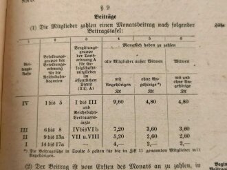 Deutsche Reichsbahn "Satzung der Reichsbahnbeamten-Krankenversorgung" mit Merblatt, Mitgliedskarte und Satzungsmäßiges Bekanntmachungsblatt, datiert 1942, gebraucht