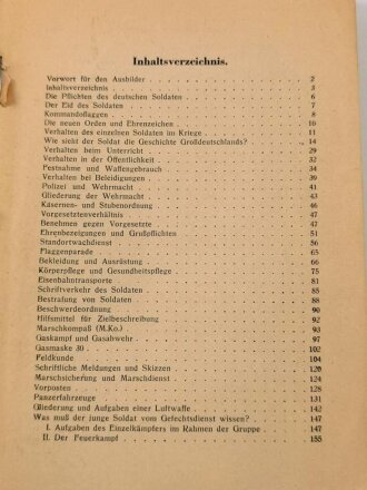 "Unterrichtsbuch für Soldaten" E. Ausgabe für mot. Truppen, Kriegsausgang 1942, 369 Seiten, Titelseite geklebt