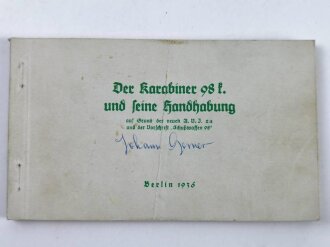 "Der Karabiner 98k. und seine Handhabung" 142 Seiten, datiert 1936, 56 Bilder