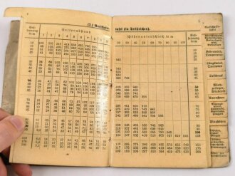 D 126/1 "Schußtafel für das Schießen mit M.G. 34 auf M.G.-Lafette 34", datiert 1937, 80 Seiten, DIN A6, stark gebraucht