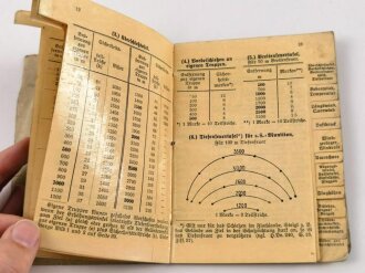 D 126/1 "Schußtafel für das Schießen mit M.G. 34 auf M.G.-Lafette 34", datiert 1937, 80 Seiten, DIN A6, stark gebraucht