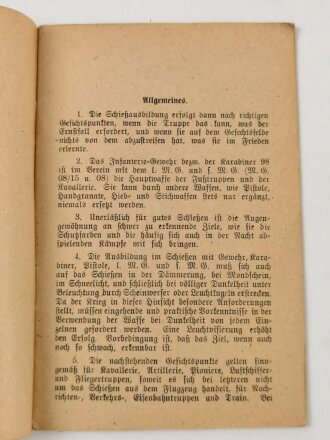 "Gesichtspunkte für die Ausbildung der Reichswehr im Schießen mit Gewehr, Karabiner, Pistole und Marschinengewehr", 26 Seiten, DIN A6