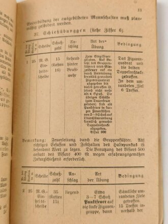 "Gesichtspunkte für die Ausbildung der Reichswehr im Schießen mit Gewehr, Karabiner, Pistole und Marschinengewehr", 26 Seiten, DIN A6