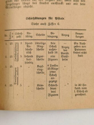 "Gesichtspunkte für die Ausbildung der Reichswehr im Schießen mit Gewehr, Karabiner, Pistole und Marschinengewehr", 26 Seiten, DIN A6