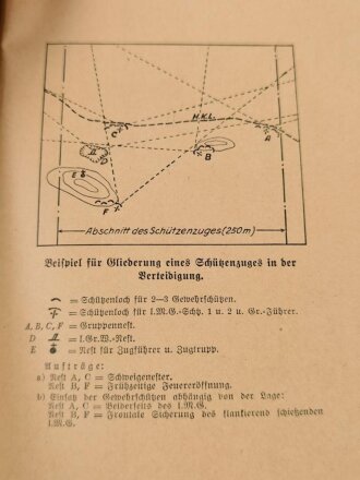 "Lehrbeispiele für das Gefecht des Schützenzuges und der Schützenkompanie zu 12 Gruppen" datiert 1940, 103 Seiten, DIN A5