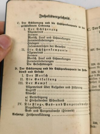 H. Dv. 130/2b "Ausbildungsvorschrift für die Infanterie" Heft 2 Die Schützenkompanie Teil b Der Schützenzug und die Schützenkompanie, 42 Seiten, datiert 1936, DIN A6