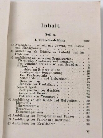 Merkblatt 25b/5 "Vorläufige Anleitung für die Ausbildung des 12 cm-Granatwerferzuges vom 30.3.43," 132 Seiten, DIN A6